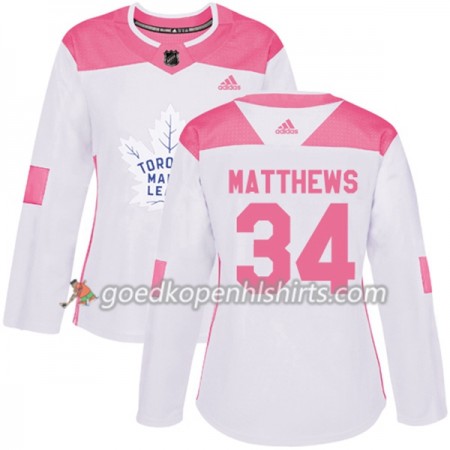 Toronto Maple Leafs Auston Matthews 34 Adidas 2017-2018 Wit Oranje Fashion Authentic Shirt - Dames